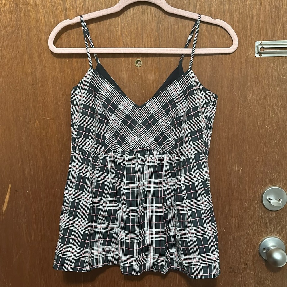 NWOT Club Monaco Plaid Peplum Cami